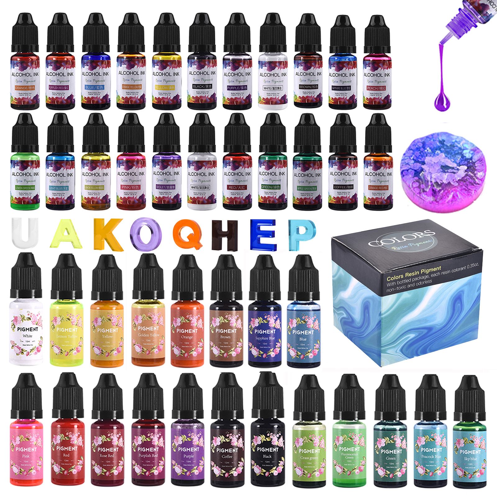 1 комплект, набор пигментов дл – обзор и цена Resin Dye Alcohol